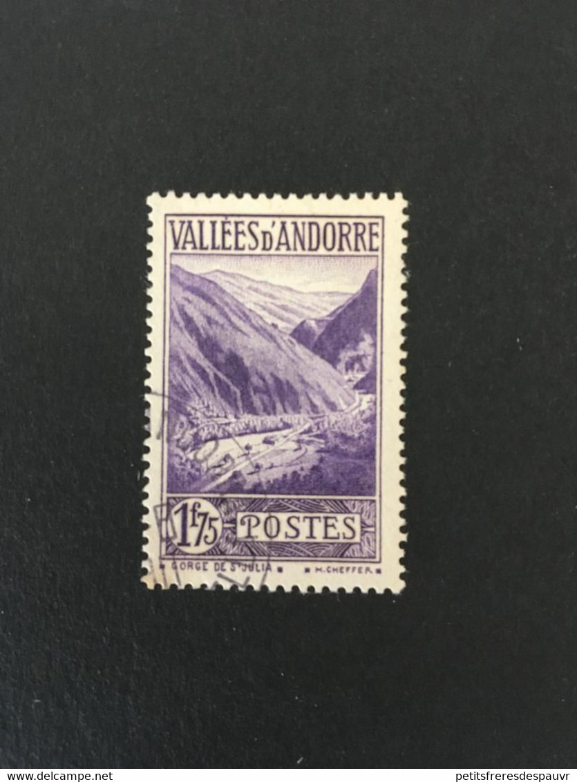 ANDORRE - 1938  - YT 40A 1,75 Fr Type Georges De St Julia Obl. C.à.d - Usados