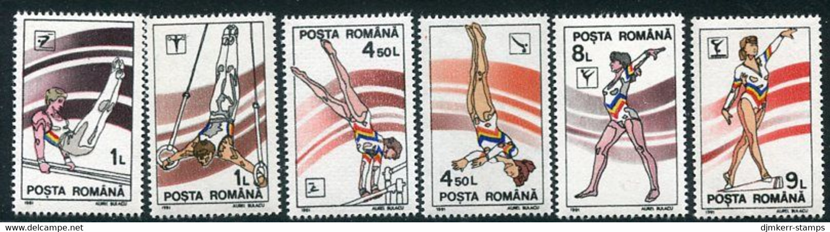 ROMANIA 1991 Gymnastics MNH/**.  Michel 4655-60 - Nuovi