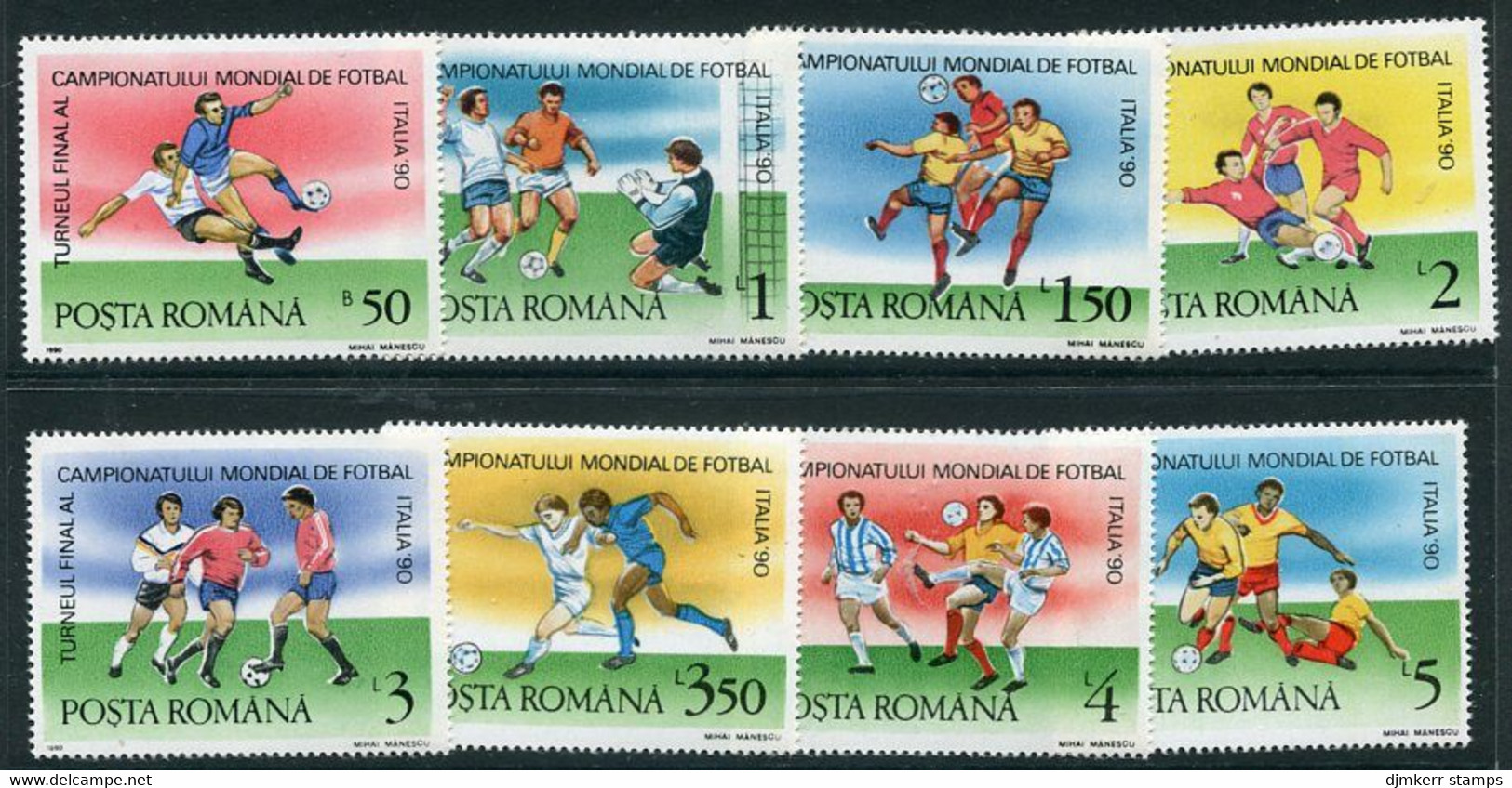 ROMANIA 1990 World Football Cup MNH/**.  Michel 4594-601 - Unused Stamps
