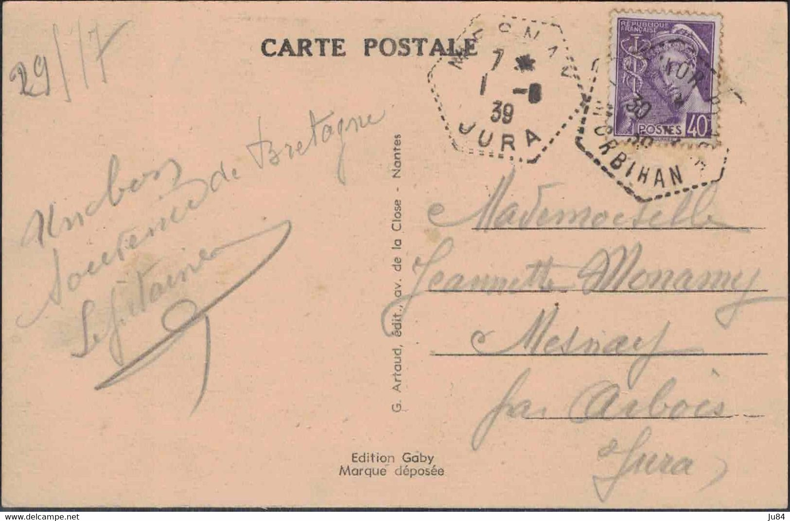 Morbihan - Larmor - Cachet Hexagonal à Tirets - 1939 - Sonstige & Ohne Zuordnung