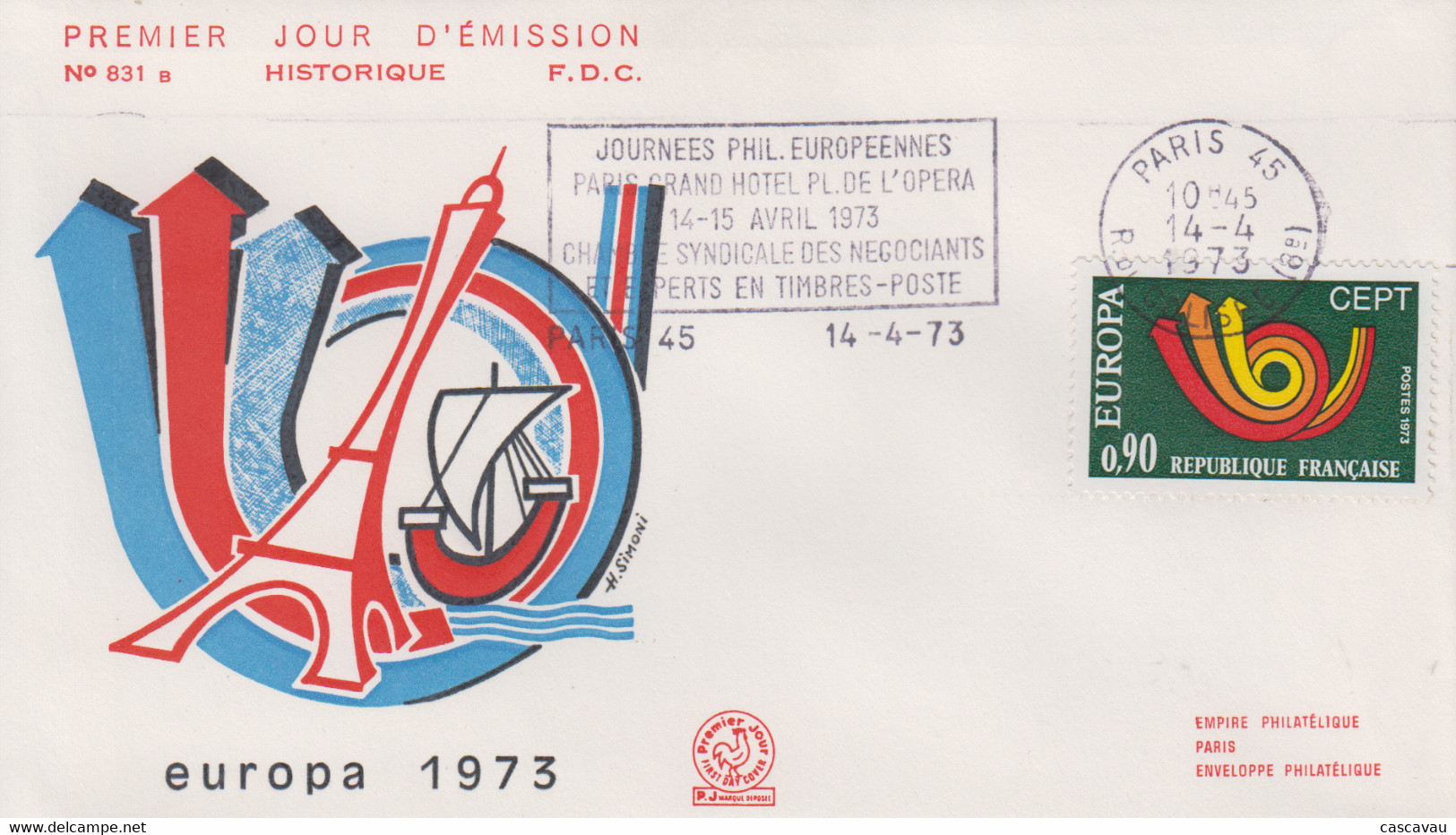 Enveloppe  FDC   Flamme  1er   Jour    FRANCE    EUROPA     PARIS    1973 - 1973
