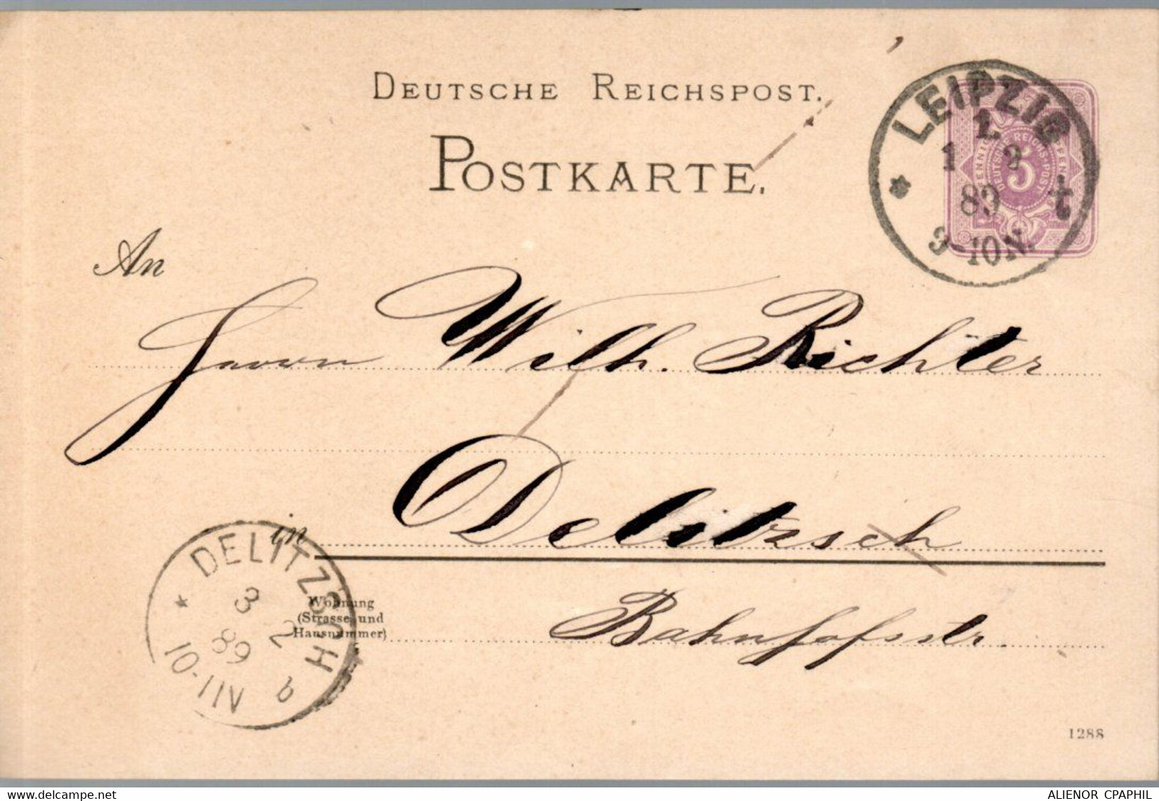 ENTIER POSTAL 1882 - POSTE A LEIPZIG - CACHET POSTAL ARRIVEE DELITZSCH - - Andere & Zonder Classificatie