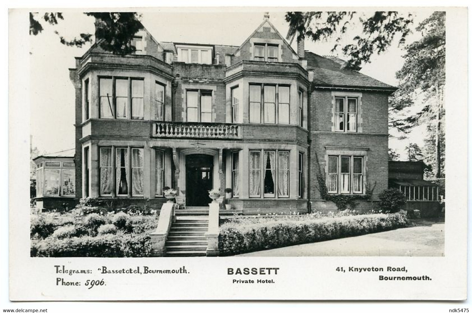 BOURNEMOUTH : BASSETT PRIVATE HOTEL, KNYVETON ROAD - Bournemouth (fino Al 1972)