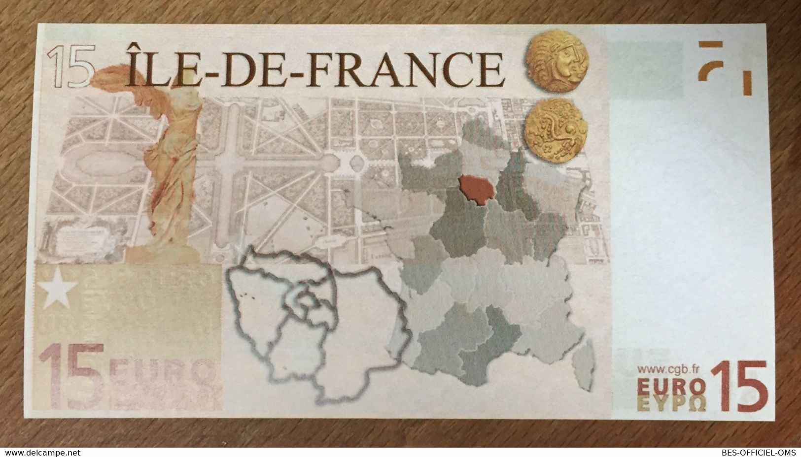 BILLET 15 EURO SOUVENIR ÎLE DE FRANCE 2008 EURO SCHEIN PAPER MONEY BANKNOTE PAPER LOCAL CURRENCY - Pruebas Privadas