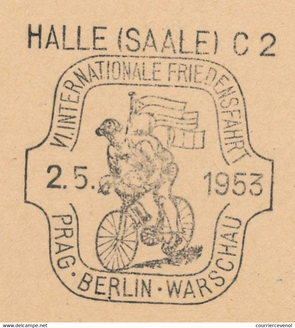 CYCLISME - DDR - Beau Cachet Illustré "Cycliste" Winterternationale Friedenfahrt Parg Berlin Warschau -2/5/1953 S/entier - Cycling