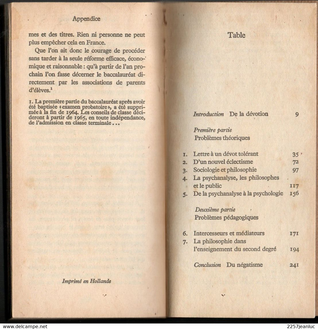 J.F.Revel - La Cavale Des Devots  Editeur J.J.Pauvert 1965. - Right