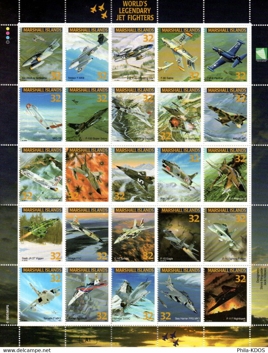 " AVIONS LEGENDAIRES DE LA MARINE DES USA " Sur Bloc Feuillet Neuf ** MNH Des îles Marshall De 1998. - Militaria