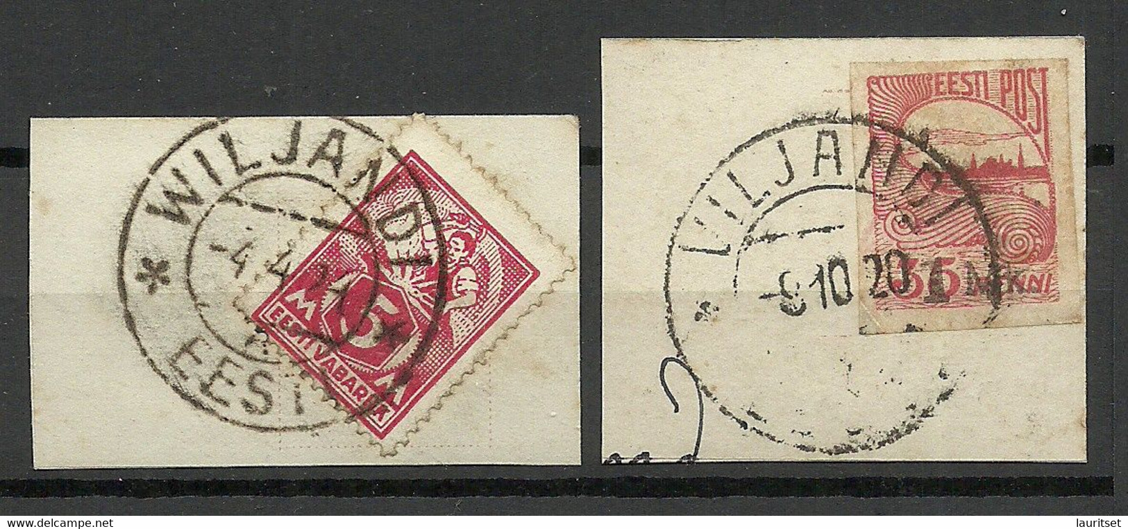 Estland Estonia Viljandi Fellin Cancel On Cut Outs O 1920 & 1924 Michel 37 A & 19 - Estland