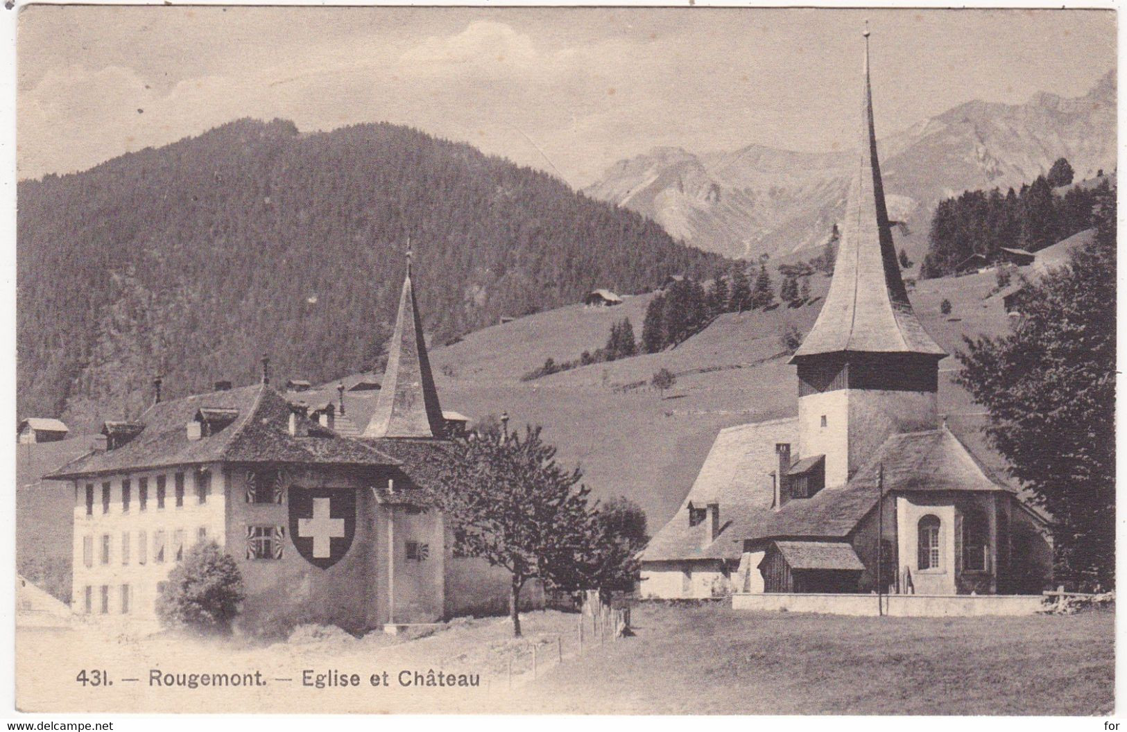 Suisse : VD Vaud : ROUGEMONT : église Et Château - Carte Rare - - Rougemont