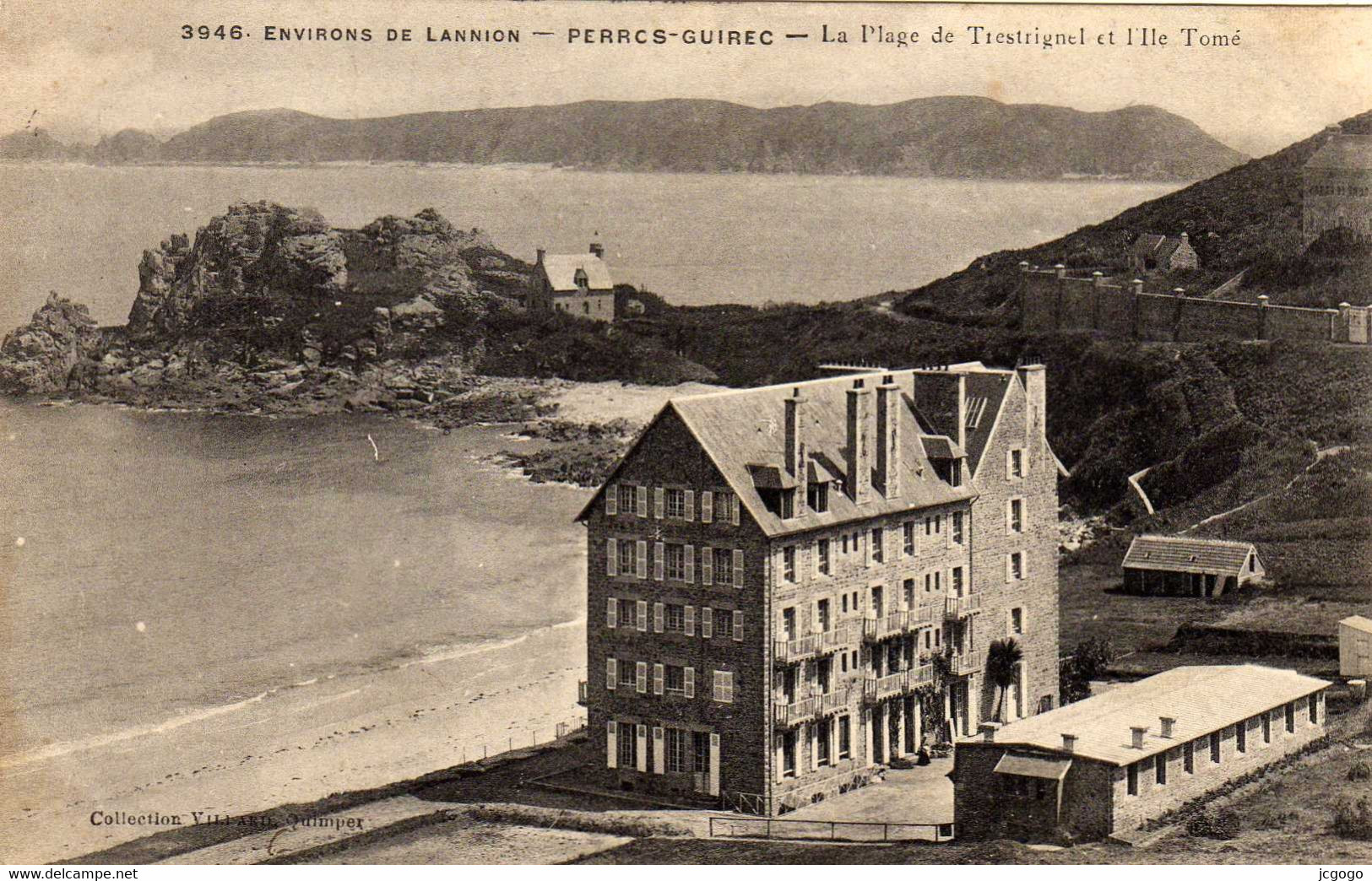 Environs De LANNION. PERROS-GUIREC  La Plage De Trestrignel Et L'Île Tomé. Collection VILLARD écrite 1908 - Perros-Guirec