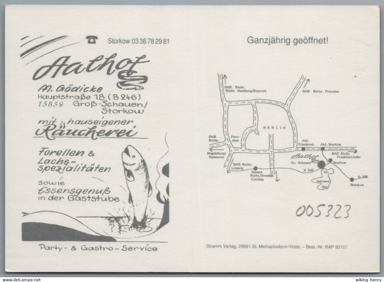 Storkow Mark Groß Schauen - Gasthaus Aalhof   Werbeklappkarte - Storkow