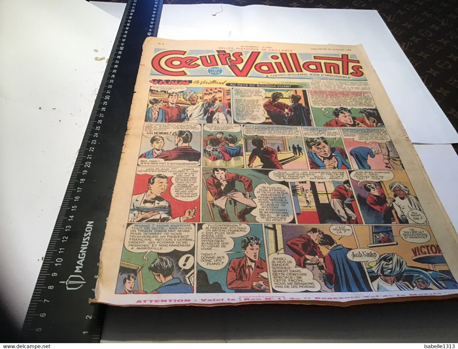 Coeurs Vaillants 1949 Yann Le Vaillant Au Pays Des Bouddhas  Vivant  Numéro 8 - Vaillant