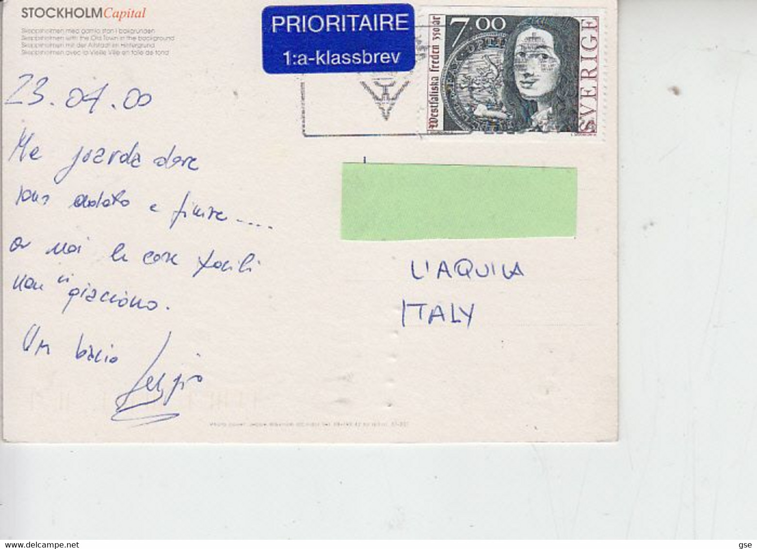 SVEZIA  2000 - Unificato  2031 Vestfalia  - Storia Su Cartolina Per Italia - Storia Postale