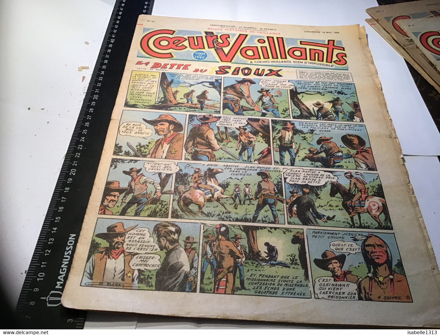 Coeurs Vaillants 1954  La Dette Du  Sioux Numéro 18 - Vaillant