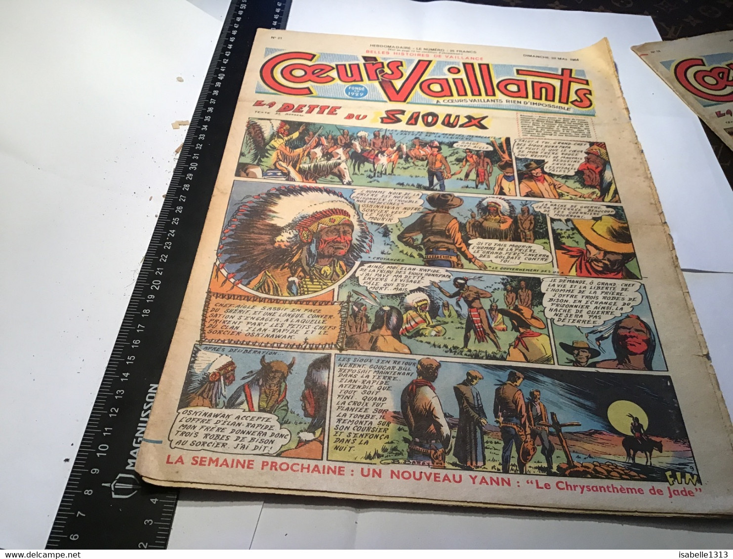 Coeurs Vaillants 1954  La Dette Du  Sioux Numéro 21 - Vaillant