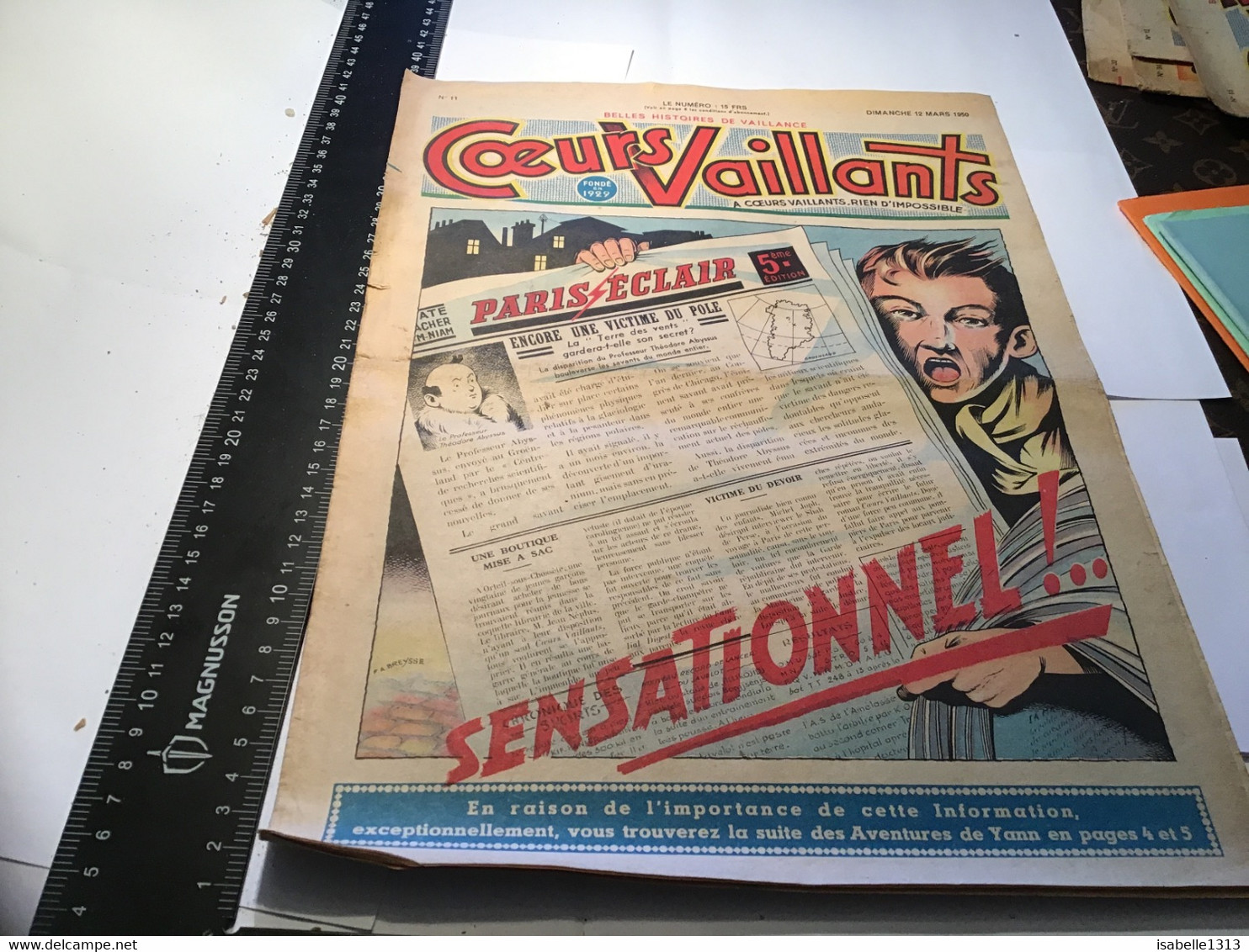 Coeurs Vaillants 1950 Paris éclair Sensationnel   Numéro 11 - Vaillant