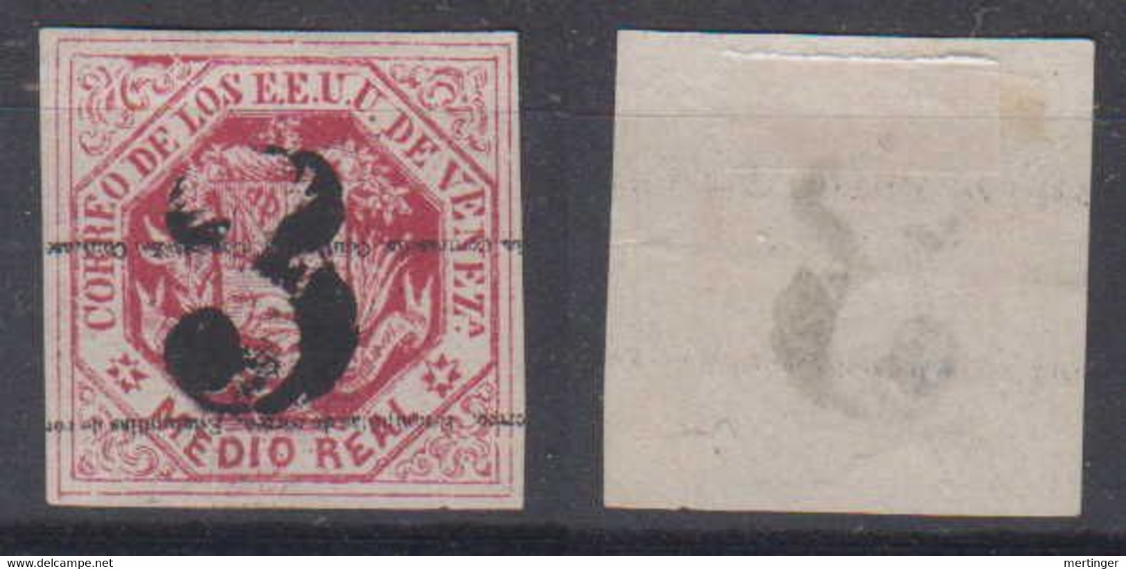 Venezuela Mi# 20 I K Used 1/2R 1873 Inverted Overprint Nice Postmark - Venezuela