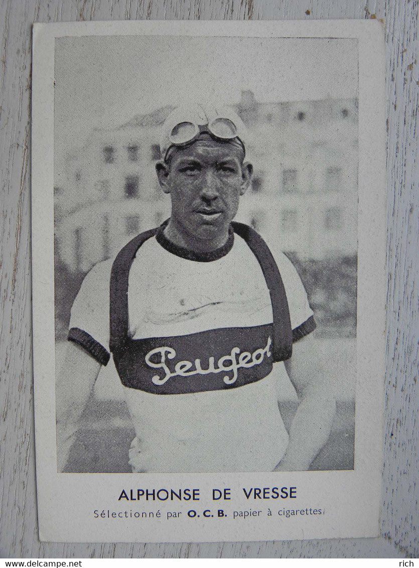 CPA - Cycliste - ALPHONSE DE VRESSE  Sélectionné Par O.C.B. Papier à Cigarettes - Cycling