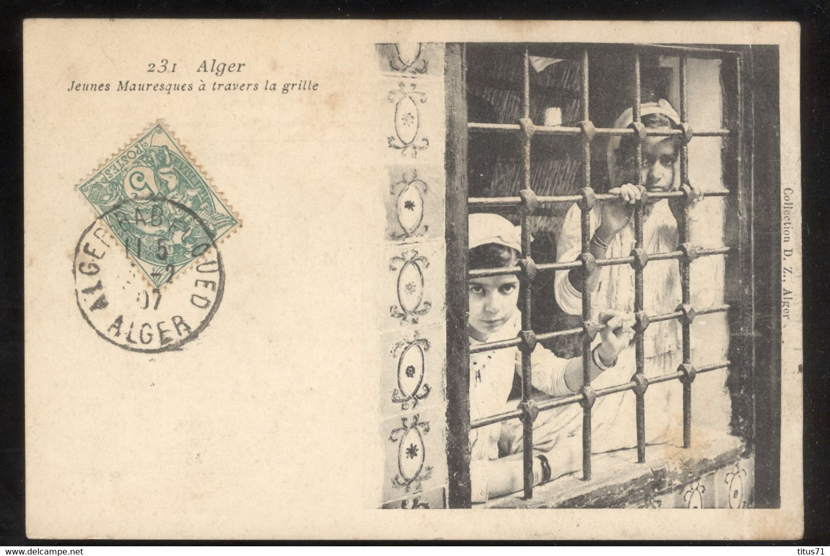 CPA Coloniale Algérie Française - Alger - Jeunes Mauresques à Travers La Grille - Circulée 1907 - Niños