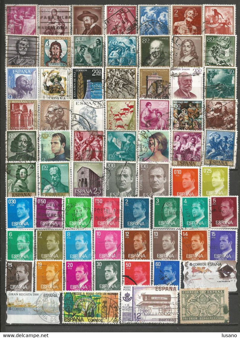 Espagne - Lot de 460 timbres oblitérés + un carnet neuf - quelques 2ème choix