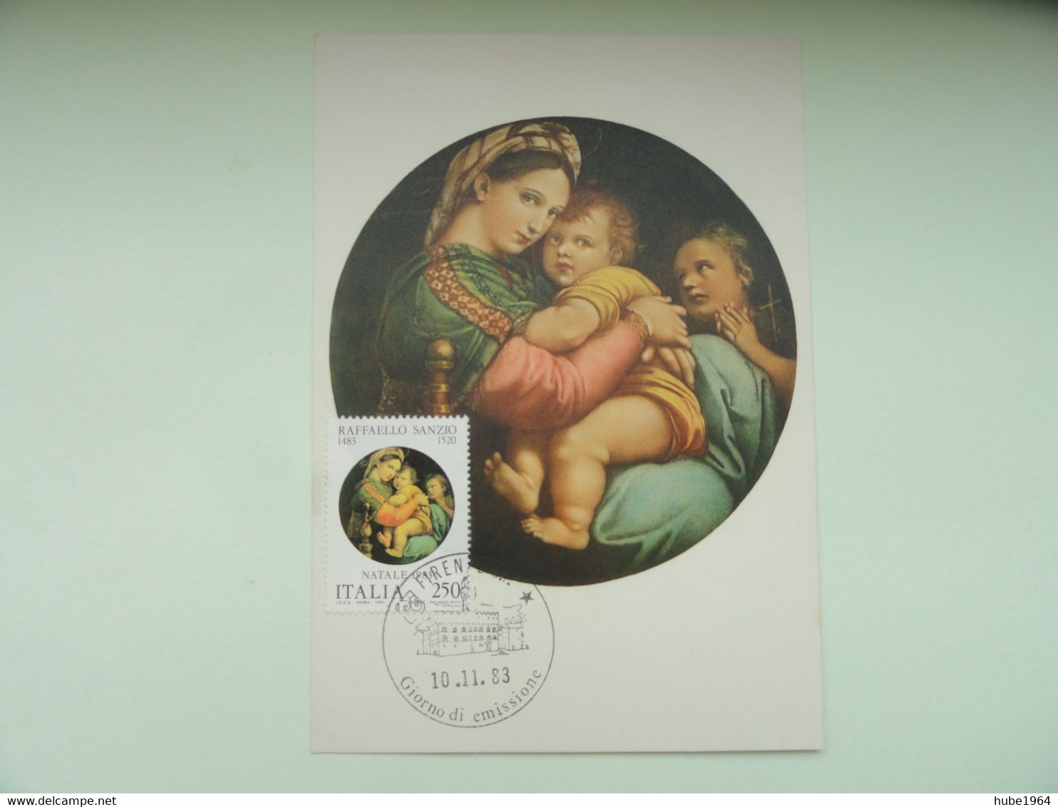 CARTE MAXIMUM CARD LA MADONE A LA CHAISE BY RAFFAELLO SANZIO ITALIE - Religious