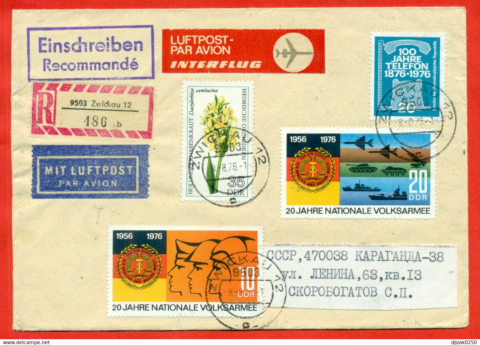 GDR 1976. Registered Envelopes Past The Mail. Airmail. - Covers & Documents