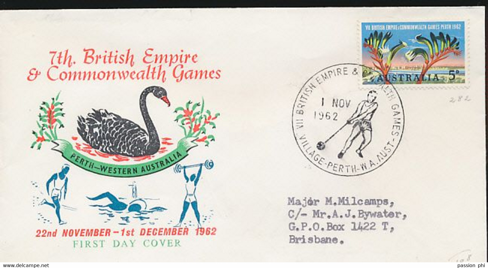 AUSTRALIA SOUVENIR COMMONWEALTH GAMES  1962 - Ersttagsbelege (FDC)