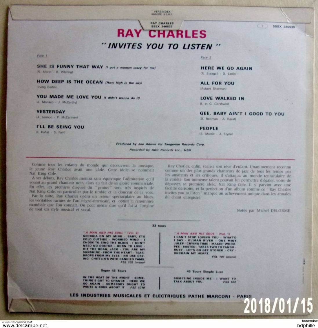 Ray Charles Invites You To Listen, Vinyle STEREO Biem LP 33tours Stateside SSSX340359 - Soul - R&B