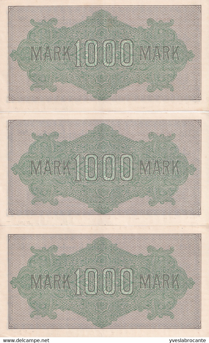 Allemagne - Reichsbanknote - Série De 5 Billets De 1000 Mark Dont Les N° Se Suivent Gd 095785 à 095789 - 1000 Mark