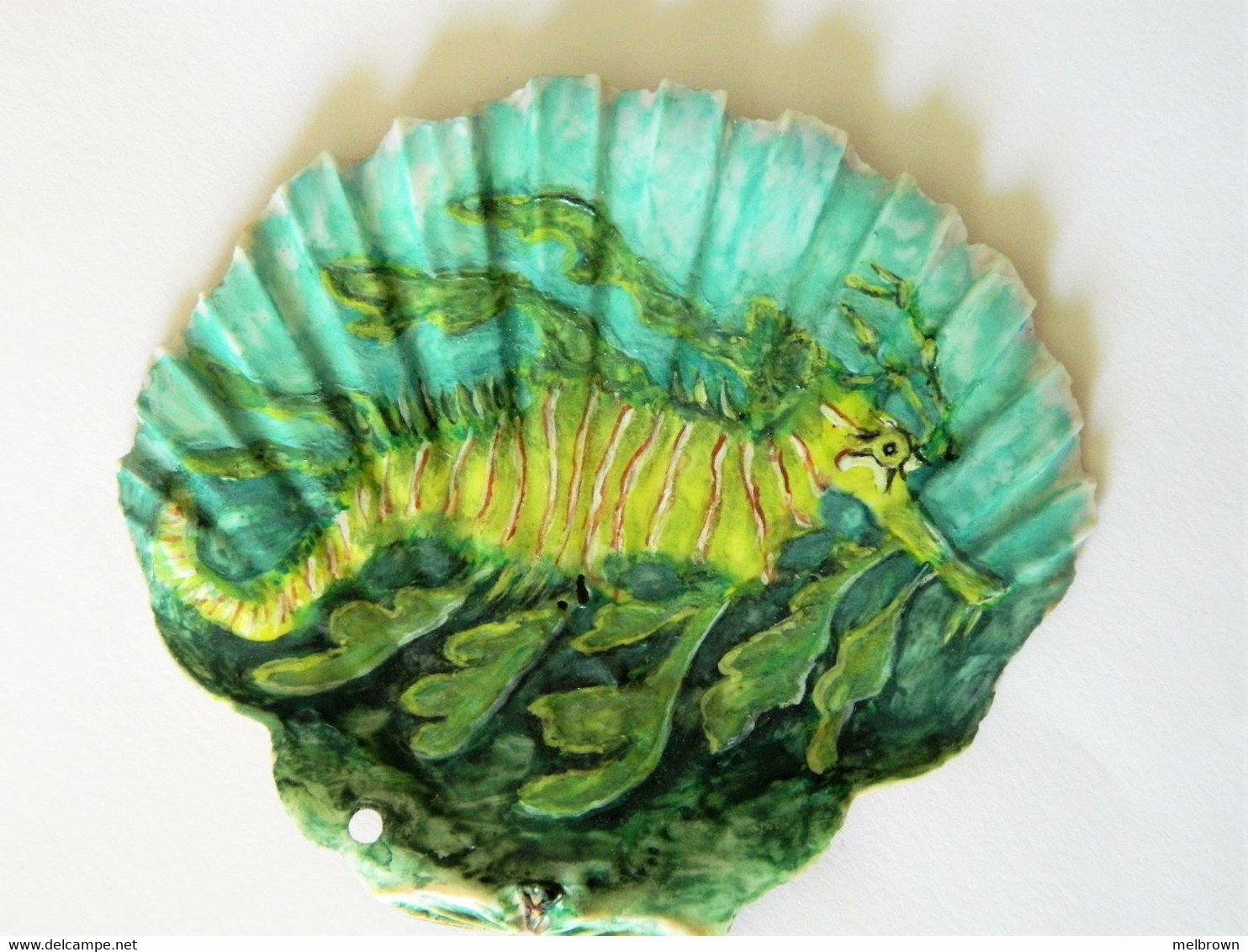 Dragon Seahorse Hand Painted On A Scallop Shell - Coquillages