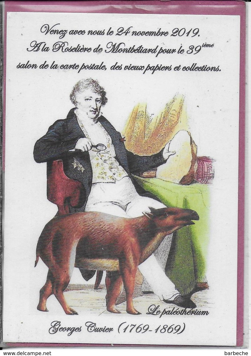 GEORGES CUVIER - Le Paléothérium  ( 1769-1869)  - Montbéliard  39e Salon De La Carte Postale  2019 - Beursen Voor Verzamellars