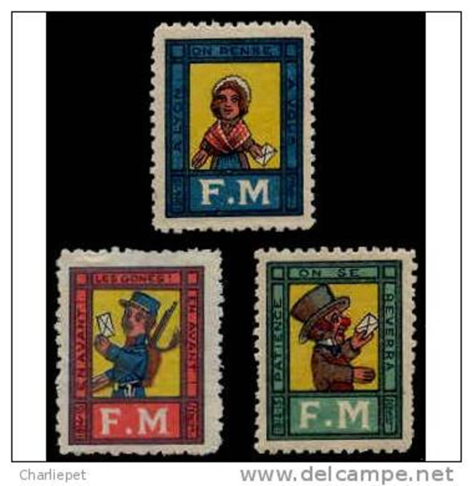 3 France WWI Military Franchise Stamps MH - Militaire Zegels