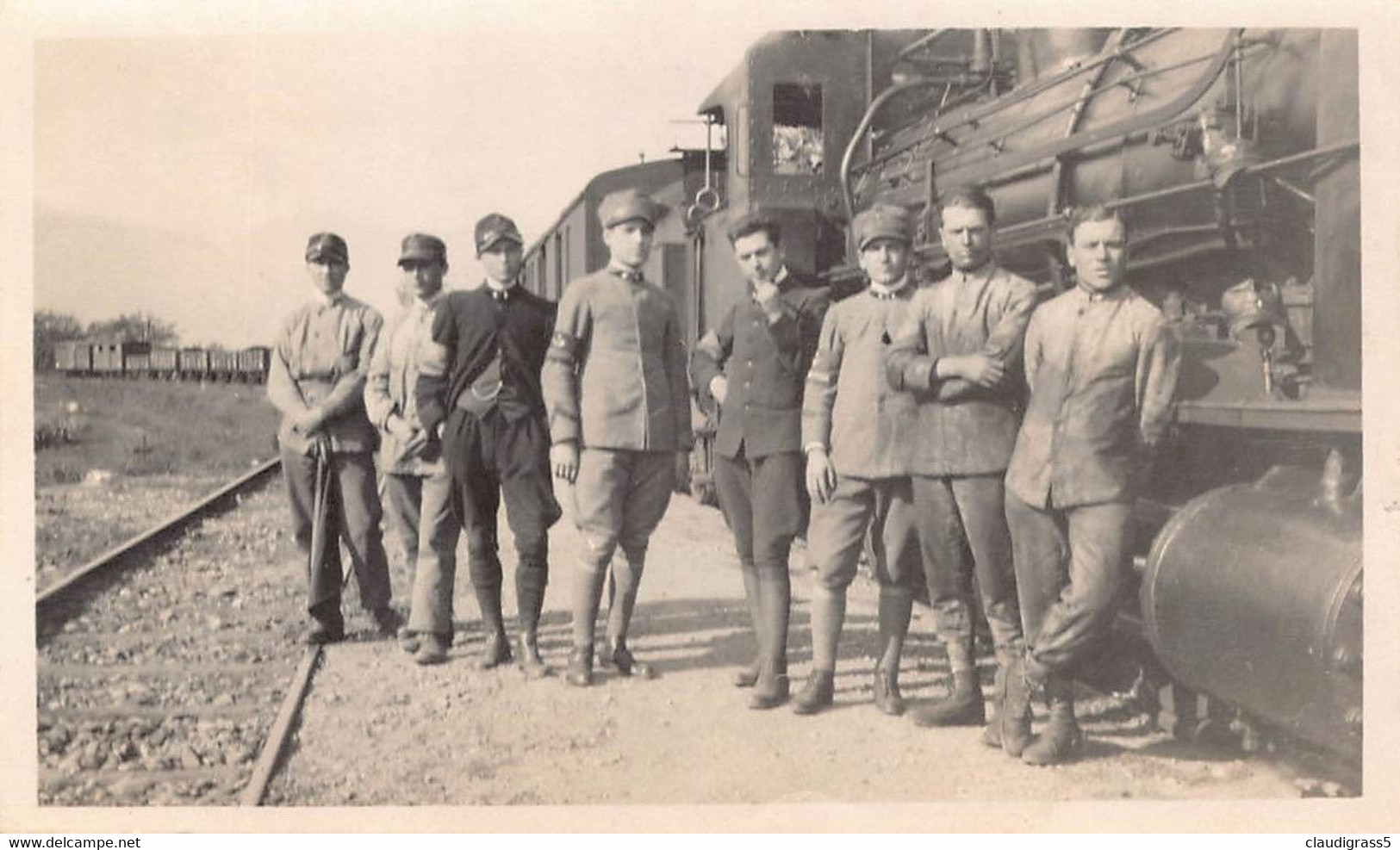 1463 " FOTO GENIO FERROVIERI-LOCOMOTIVA E CONVOGLIO-TERLANO"FOTO. ORIG  ANNI 20. - Guerre, Militaire