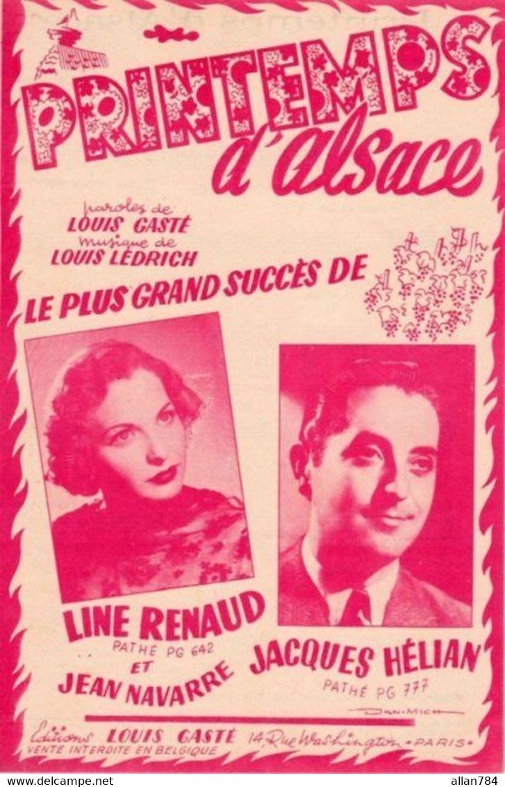 LINE RENAUD / JACQUES HELIAN - PRINTEMPS D'ALSACE - 1953 - ETAT COMME NEUF - - Other & Unclassified