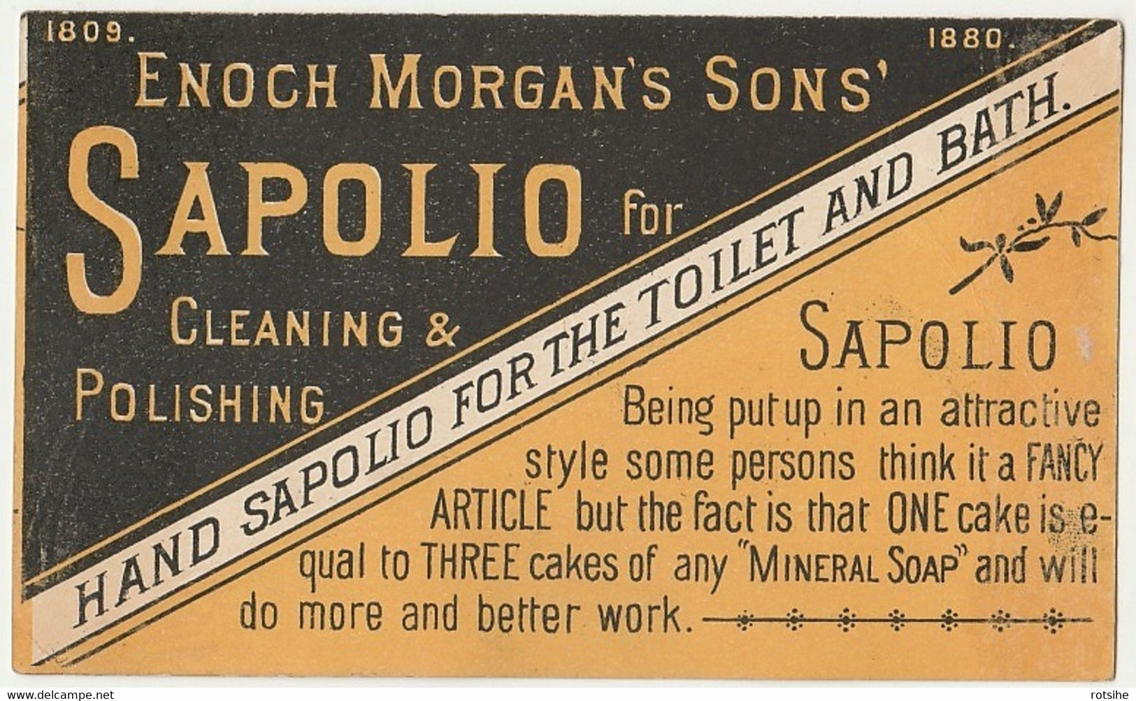 Vintage 1800's Victorian American Trade Card Morgan's Sapolio Soap Chromo Américaine - Other & Unclassified