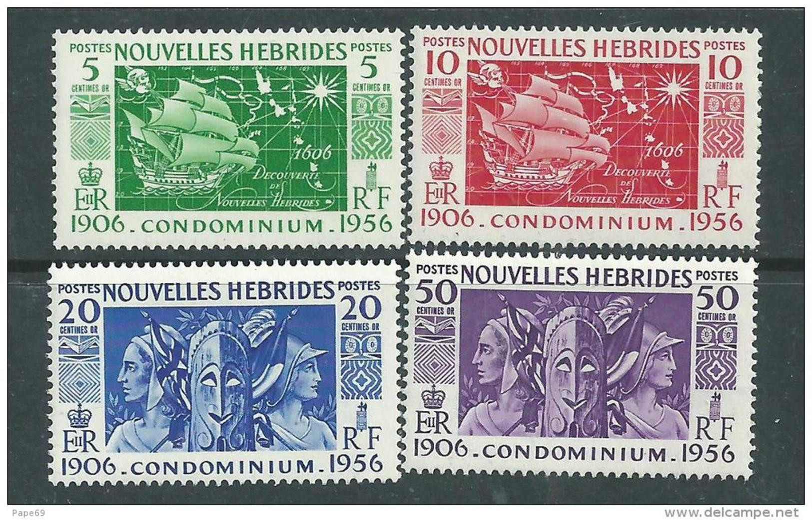 Nouvelles Hébrides N° 167 / 70  X Cinquantenaire Du Condominion Les 4 Vals Légende Française, Trace De Charn.  Sinon TB - Ungebraucht