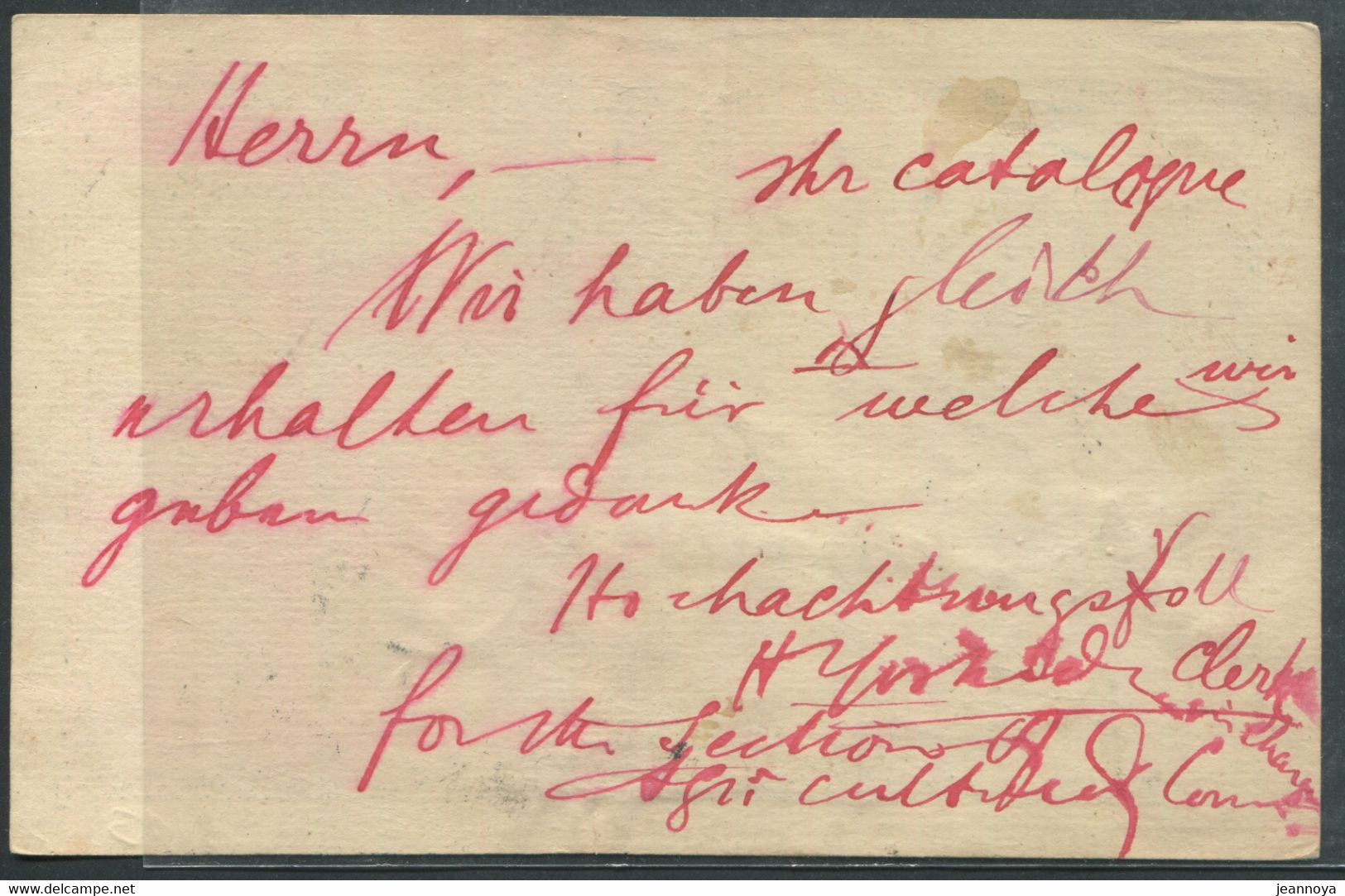 JAPON - ENTIER POSTAL -  CP  1 SEN BLEU, OBL. TOKYO LE 8/4/1899 POUR BERLIN - SUP - Sonstige & Ohne Zuordnung