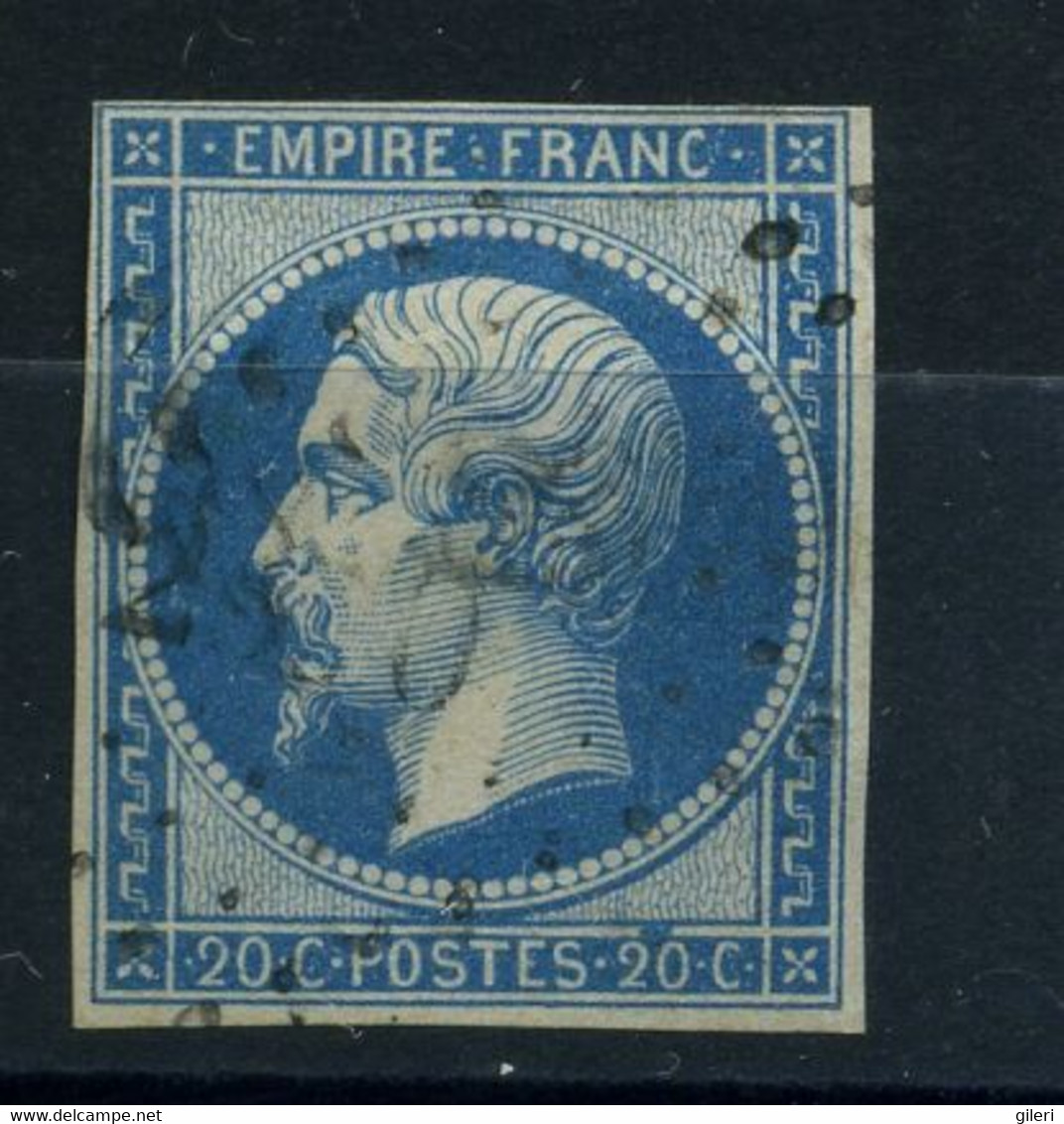 N 14A Ob - Variété : Trait Interrompu Au Dessus Du 20 - 1853-1860 Napoleone III