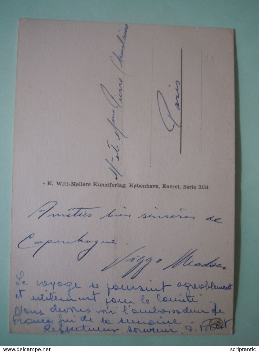 Carte Postale Du Peintre Danois Viggo MADSEN (1885-1954) à Pierre CHANLAINE - Pittori E Scultori