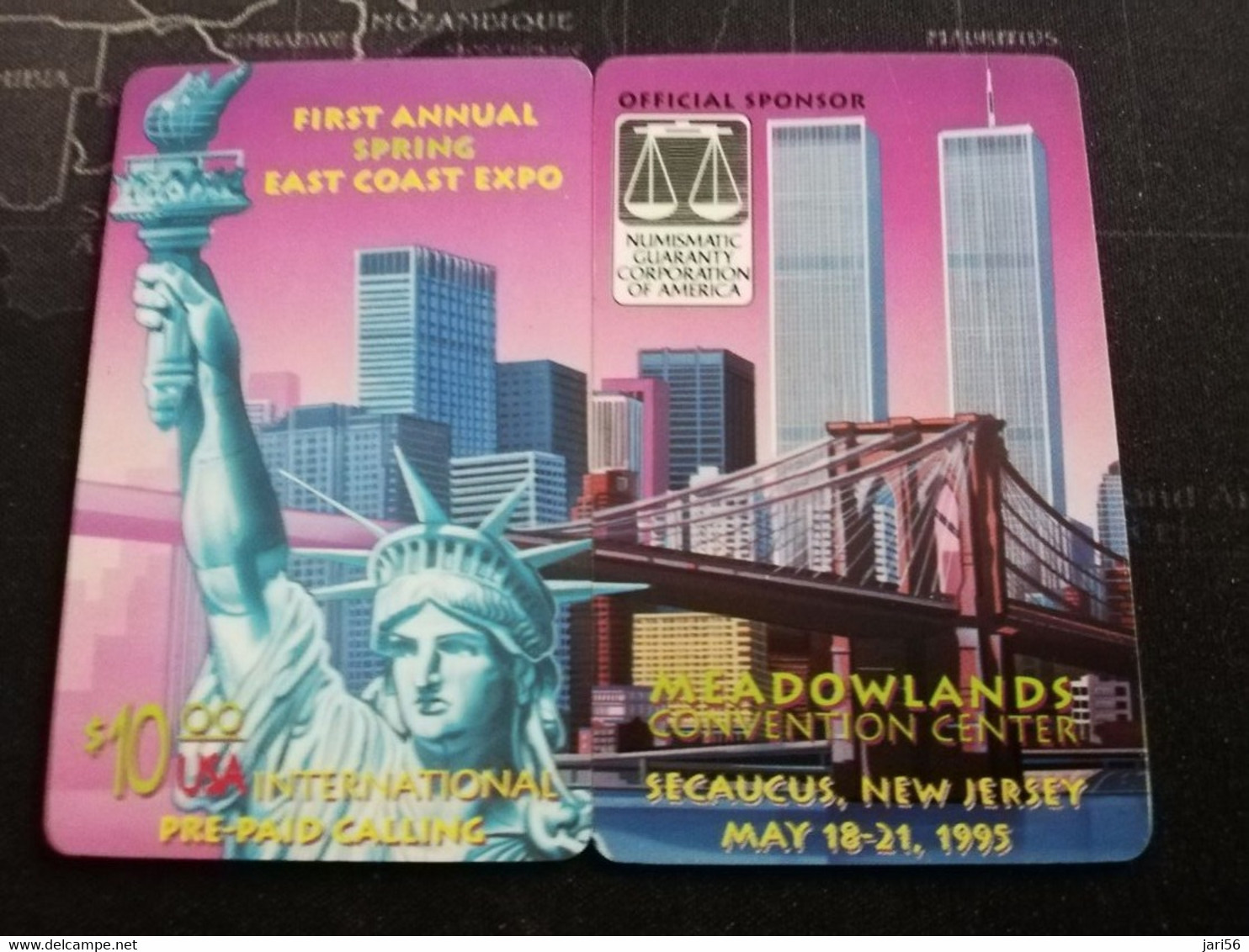 UNITED STATES USA AMERIKA  $10,- + 5 MINUTES  STATUE OF LIBERTY  PUZZLE 2 CARDS  LIMITED EDITION  1000X   **3338** - Amerivox