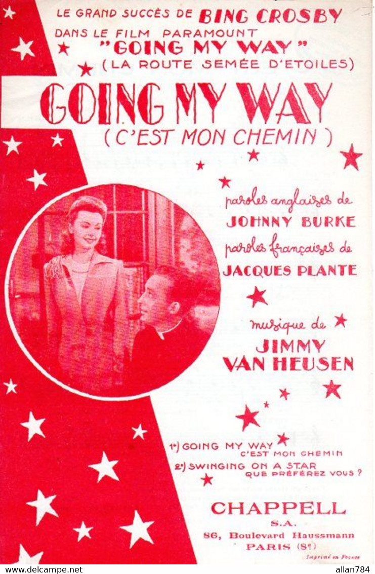 BING CROSBY - DU FILM GOING MY WAY - GOING MY WAY - 1944 - ETAT COMME NEUF - - Compositori Di Musica Di Cinema