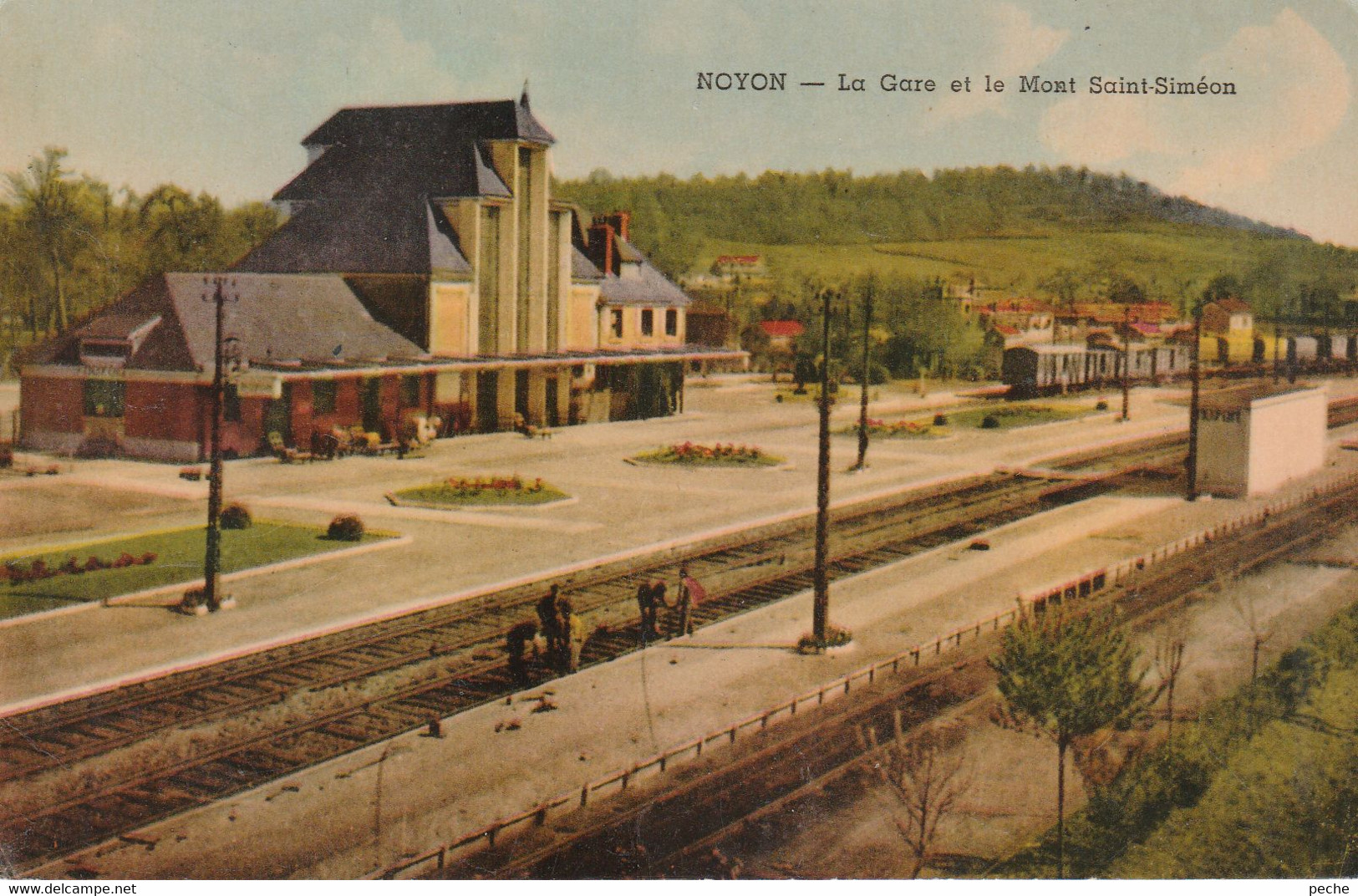 N°5223 R -cpa Noyon -la Gare Et Le Mont Saint Siméon- - Stations Without Trains