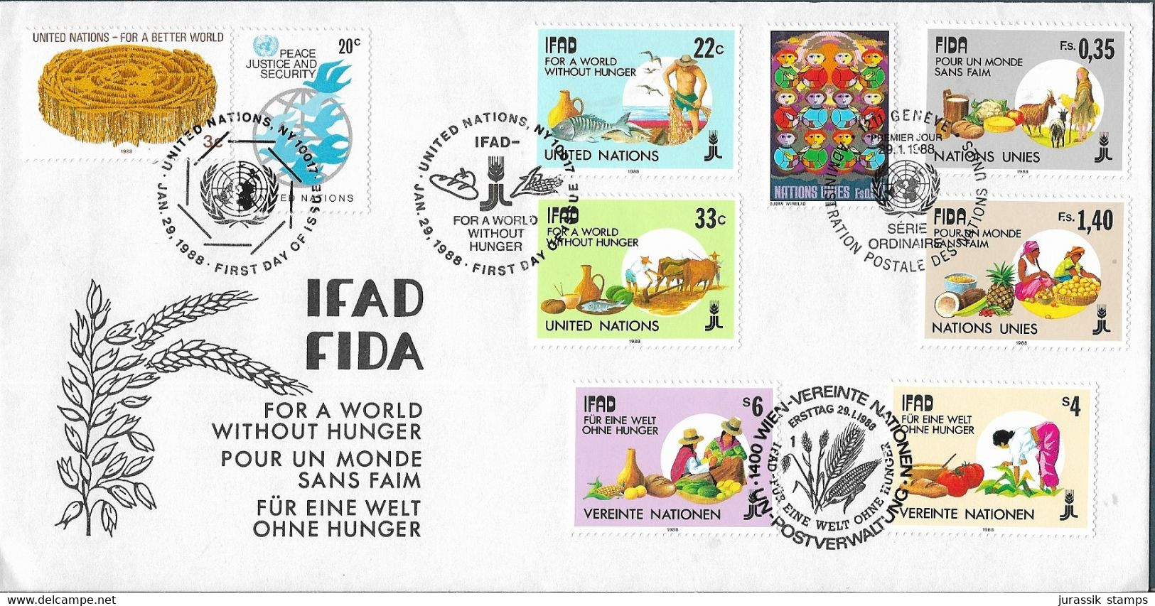 UNITED NATIONS - 1988 FDC IFAD . FOR A WORLD WITHOUT HUNGER - 1563 - Autres & Non Classés