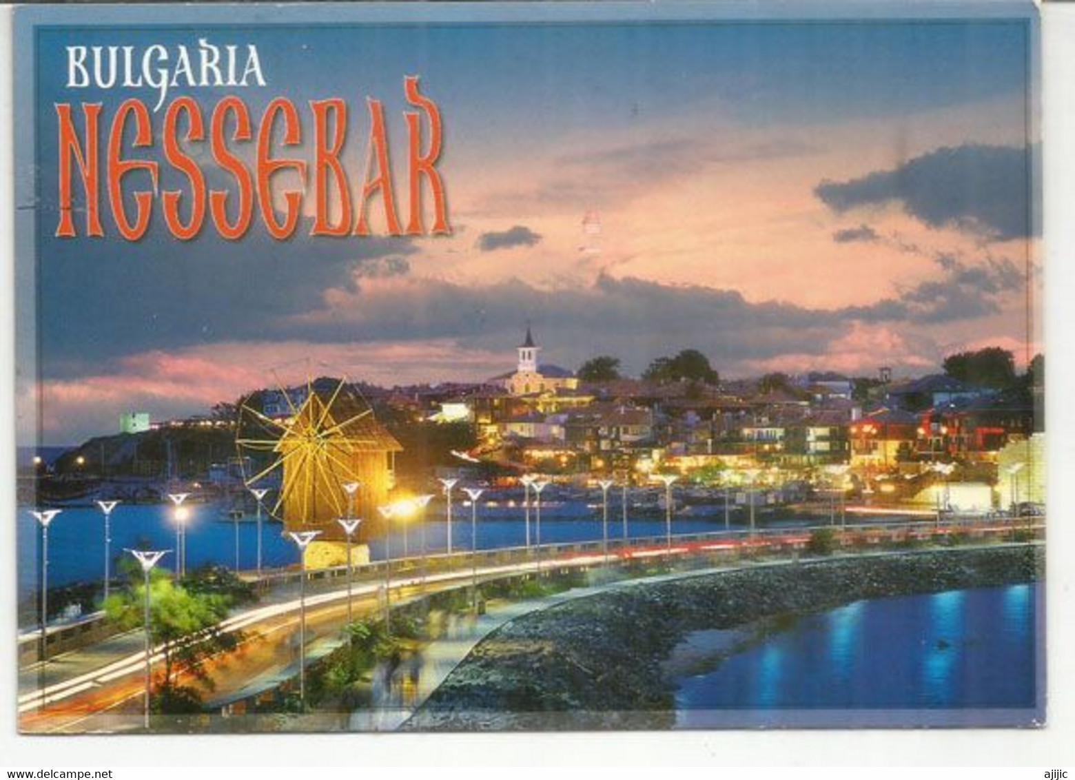 Wooden Windmill Old Town Nessebar Bulgaria, Postcard Sent To Andorra, With Arrival Postmark  (Beautiful Stamps) - Bulgarie