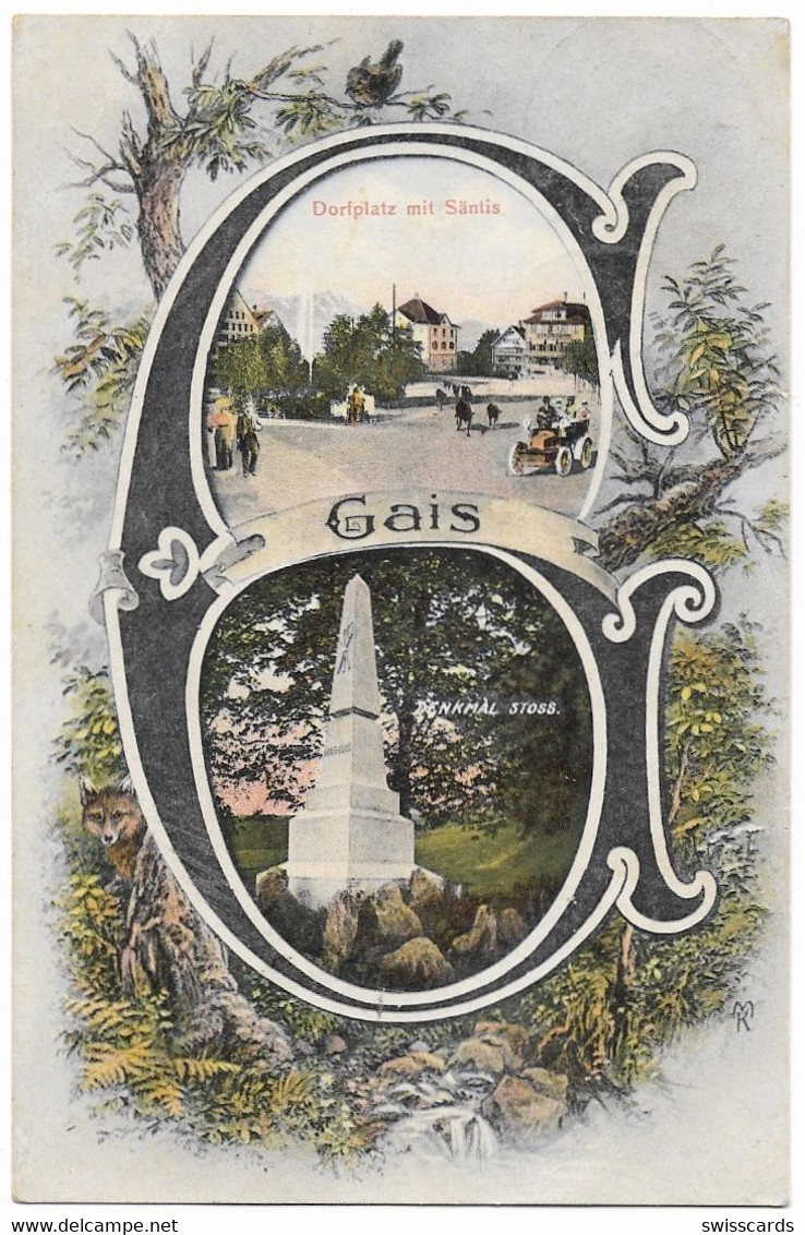 GAIS: Buchstaben-AK Mit 2 Bildern 1907 - Gais