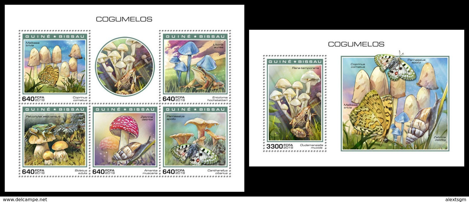 GUINEA BISSAU 2018 - Mushrooms, Frogs - YT 7942-6 + BF1493, CV=38 € [GB181105] - Frogs