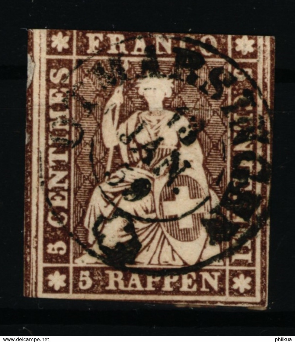 22G / Mi 13IIBym - 5 Rappen Strubel - Mit Vollstempel OTMARSINGEN 13. Jan. 1859 - Schnitt Gemäss Scan - Used Stamps