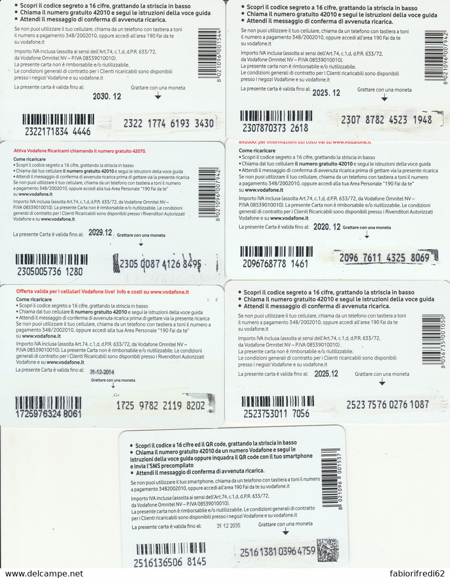 7 RICARICHE VODAFONE RECENTI  (PY2915 - [2] Handy-, Prepaid- Und Aufladkarten