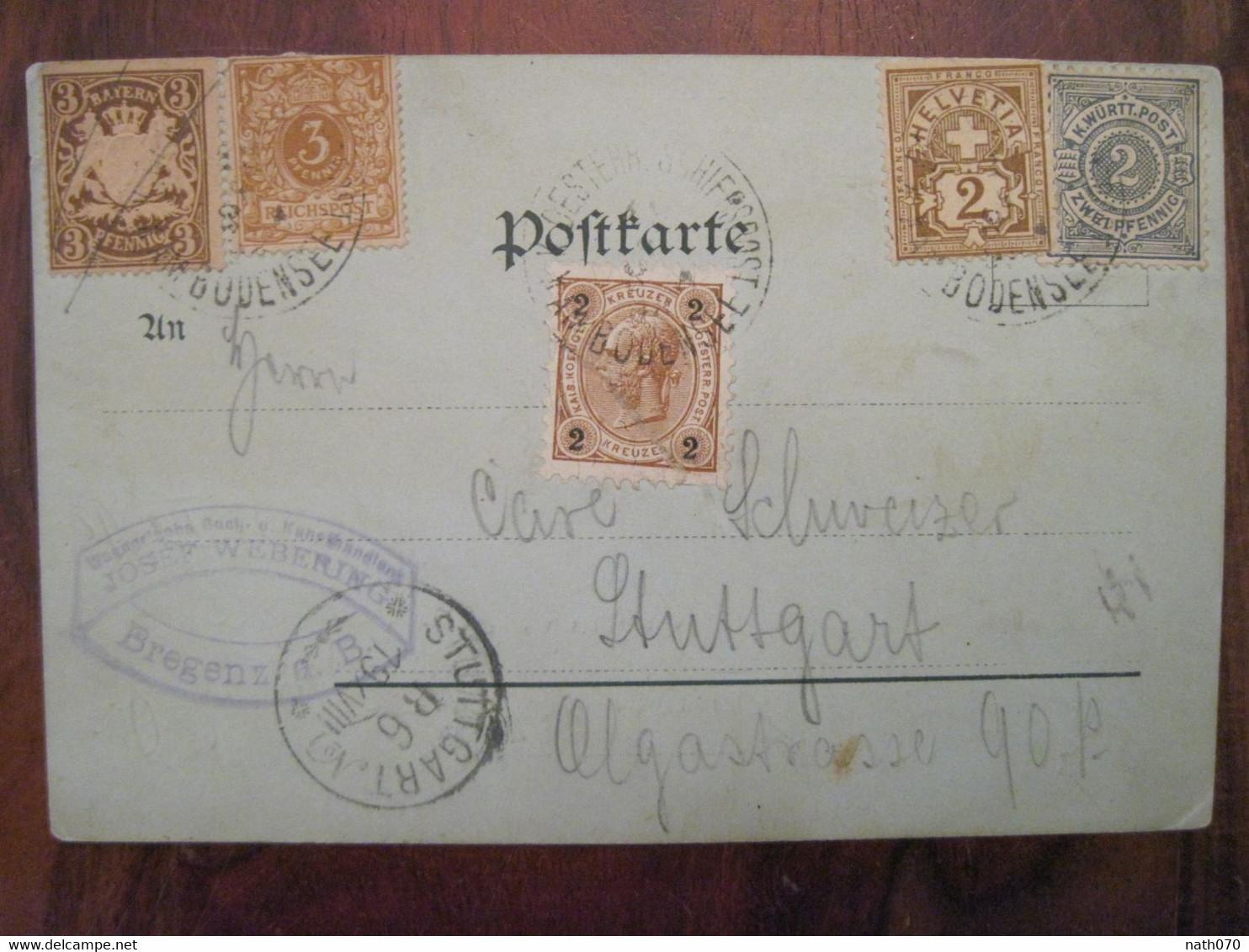 1898 Gruss Vom Bodensee Ak Postkarte Deutsches Reich DR Germany Helvetia Bayern Verschiedene Ursprungsmarken - Cartas & Documentos