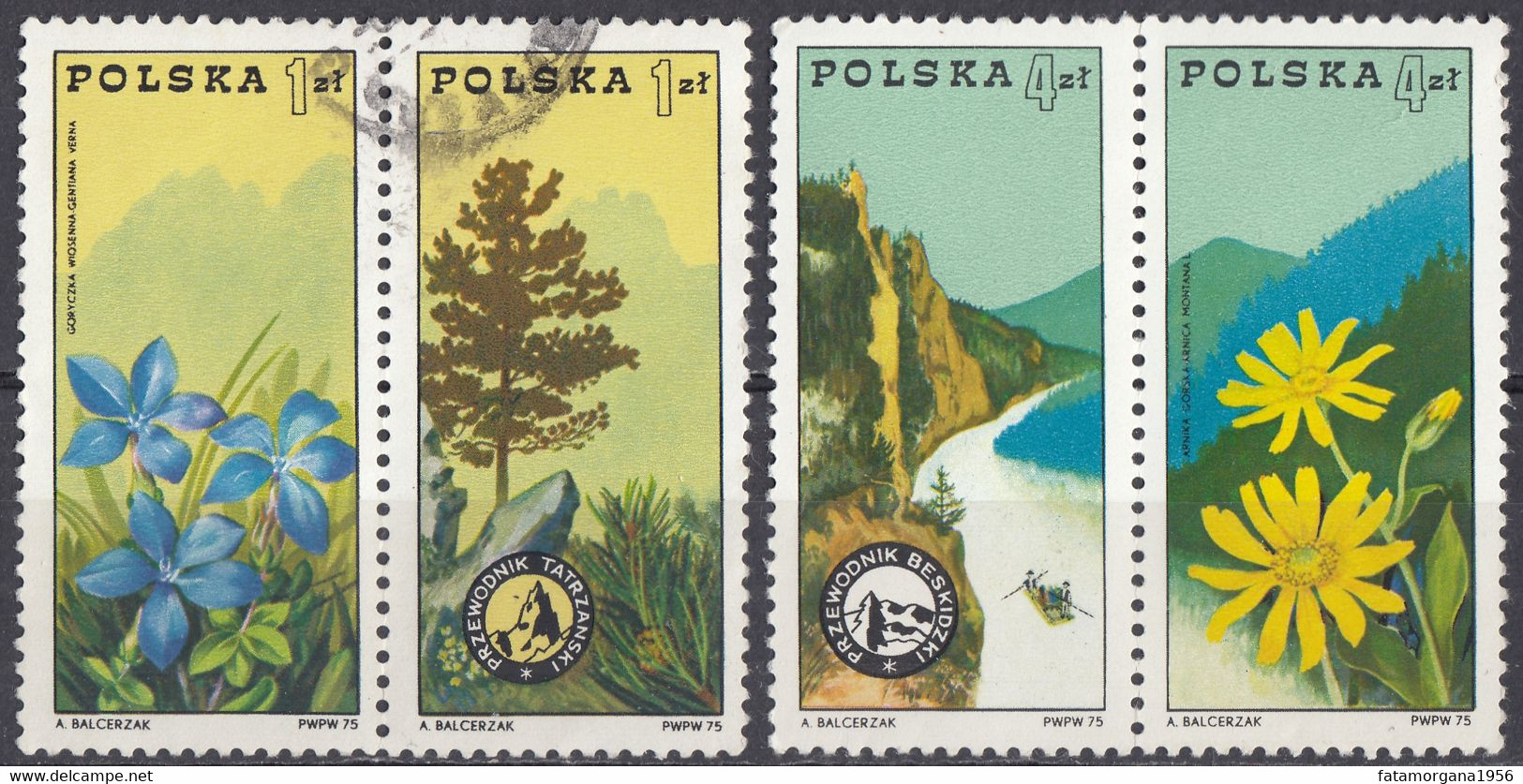 POLONIA - 1975 - Lotto Composto Da 4 Valori: Yvert 2208/2209 Usati Se-tenant E 2212/2213 MNH Se-tenant. - Autres & Non Classés